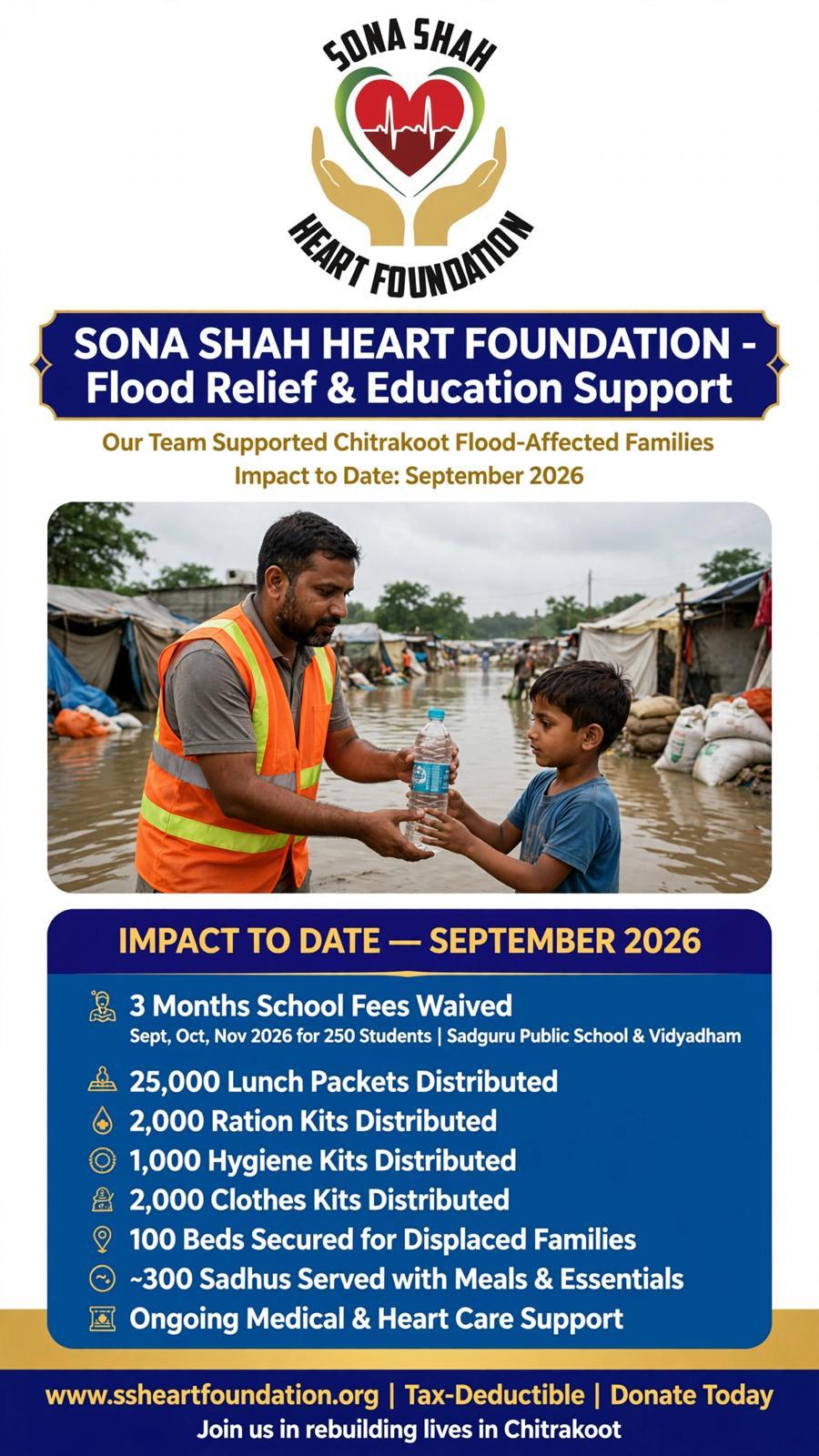 Sona Shah Heart Foundation - Chitrakoot Flood Relief and Education Support